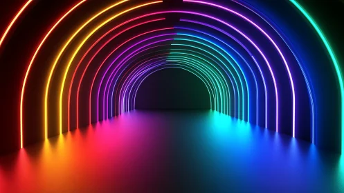Curved LED tunnel with full spectrum RGB neon light gradients