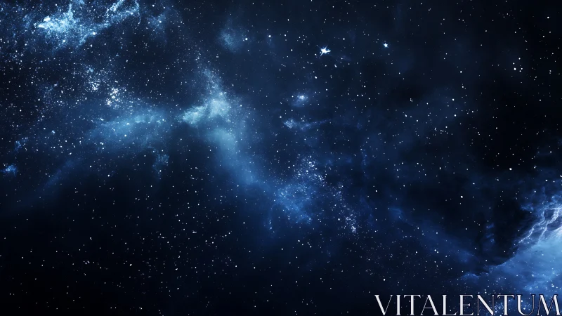 Deep blue starfield reveals diffuse galactic nebula clouds