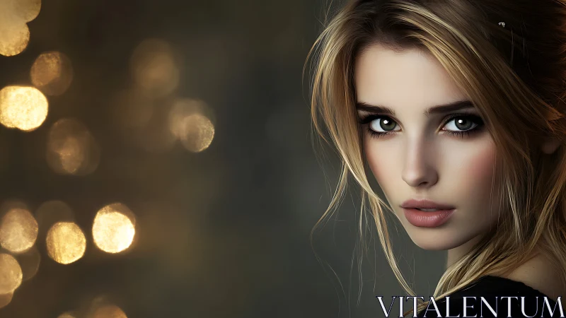 Portrait of woman with bokeh lights uses shallow depth