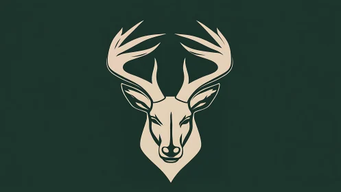Crested stag emblem carved in calm forest twilight green.
