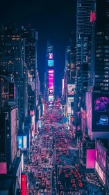 Neon city river of light flowing through midnight streets.