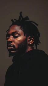 Calm strength glows in a moody portrait with rich shadows