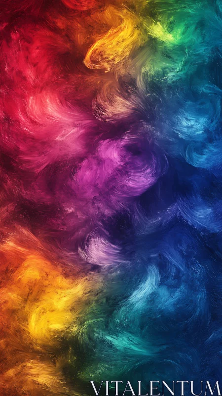 Swirling rainbow currents in a dreamy painted sky.