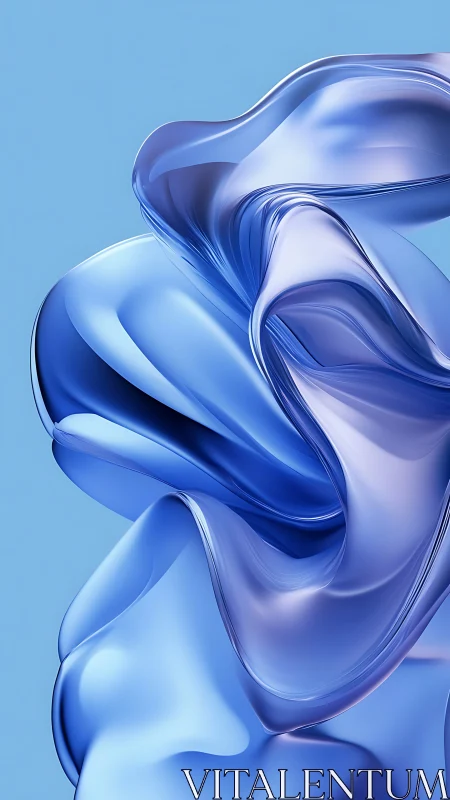 Iridescent blue fluid fold structure with glossy translucent surfaces