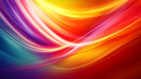 Curved multicolor light streaks on abstract gradient background.