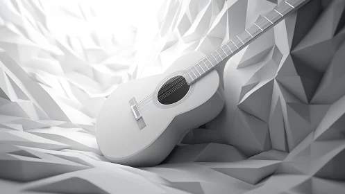 Soft guitar rests in a sculpted valley of folded light
