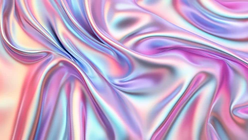 Iridescent pastel fabric folds in abstract wave pattern.