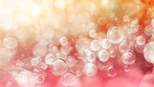 Translucent bubbles drift across warm bokeh gradient field