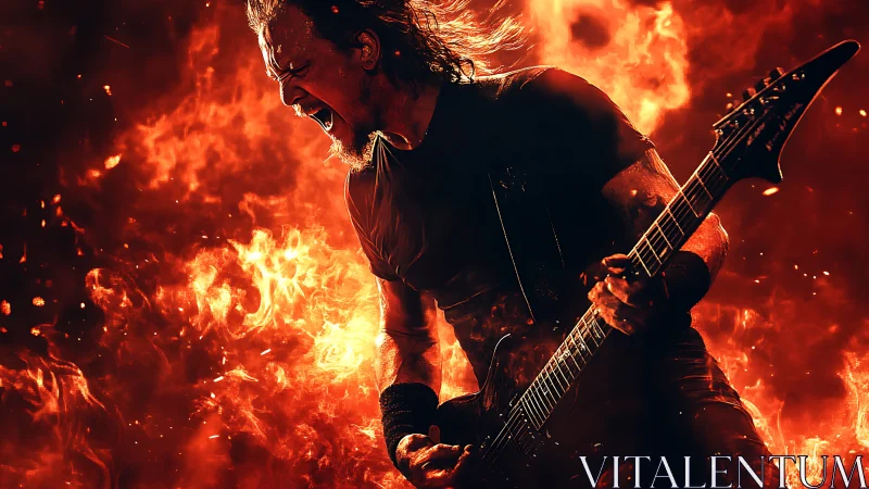 Fiery rock guitarist pouring raw emotion into each riff.