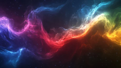 Chromatic nebula stream with luminous spectral tendrils.