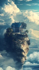 Sky-high cottage perches on a dreamy cloud-kissed cliff