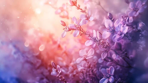 Soft-focus floral arrangement with luminous bokeh and gradient color transition.