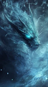 Cryogenic spectral dragon rendered in turbulent aqueous luminance.
