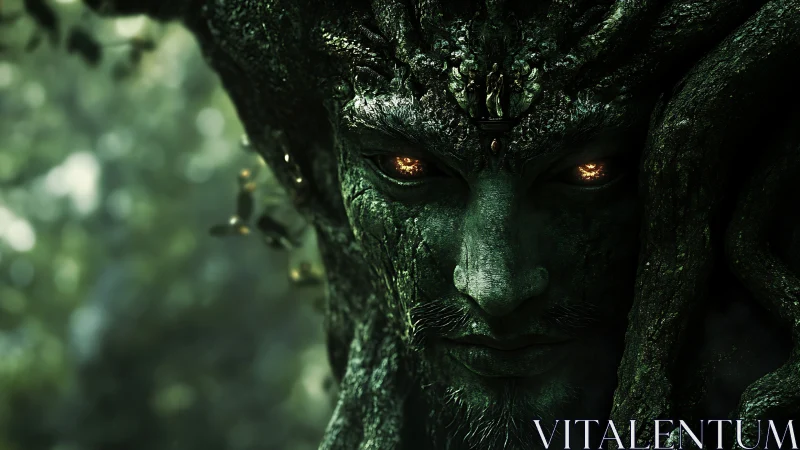 Ancient forest guardian rendered as hyper-detailed tree entity