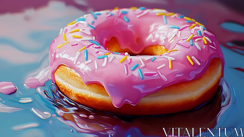 3D glazed donut study with saturated chromatic reflections.