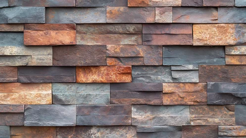 Multicolored Stone Brick Wall Texture in Modern Rustic Style.