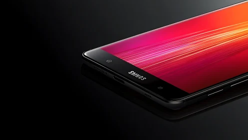 Black Smartphone Red Gradient Display Angled