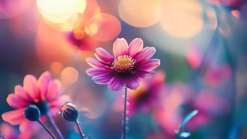 Chromatic Daisy Dreams in Soft Focus Glow.