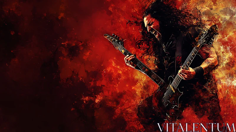 Explosive digital painting captures intense electric guitar performance