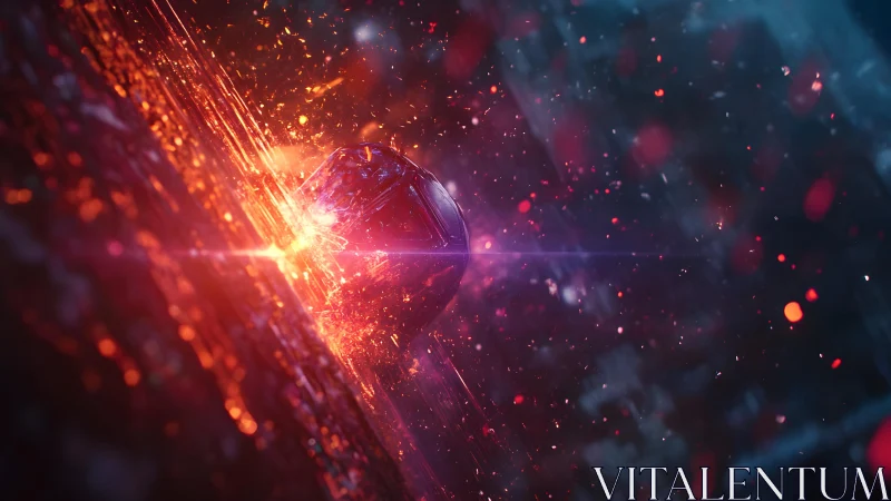 Futuristic meteor impact in vibrant sci-fi digital art style.