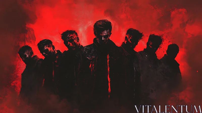 Shadowed rebels in crimson smoke step from the darkness.