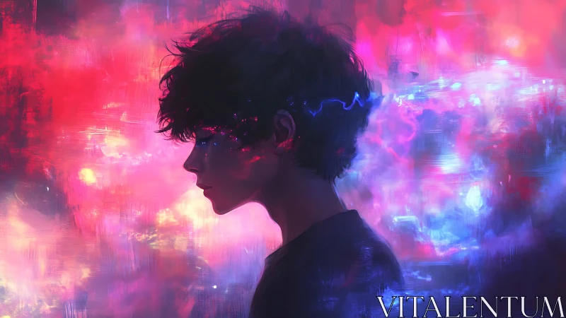 Nebula thoughts drift through the silhouette of a quiet mind