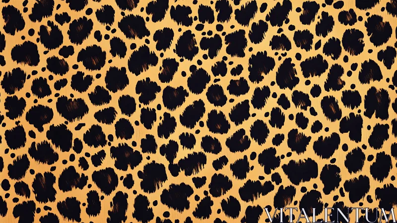 Jaguar Spotted Pelt Pattern: High-Saturation Ochre Ground with Matte Black Rosette Marks
