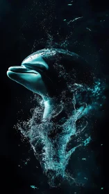 High-contrast aquatic dolphin formed from sculpted splashing water