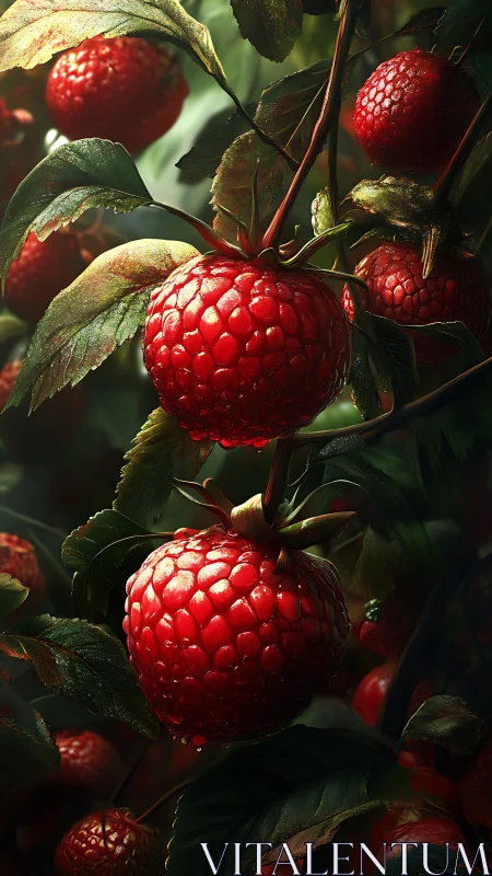 Hyperreal macro render shows hybrid berry clusters with wet specular highlights