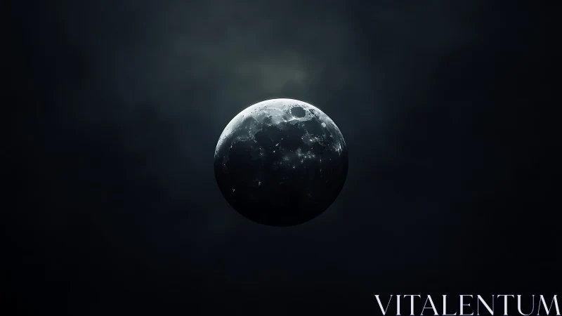 Quiet lunar globe drifting through a deep velvet night.