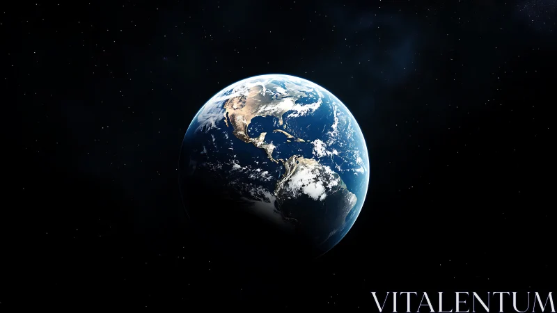 Blue Earth glows in deep space amid tranquil starlit void