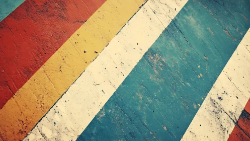 Retro diagonal stripes with distressed texture on concrete surface.