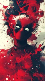 Bold masked antihero rises amid wild red paint splashes