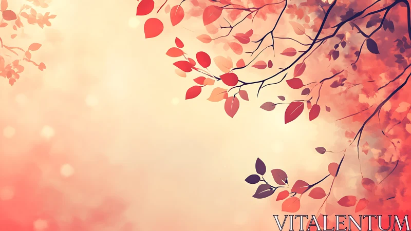 Soft autumn branches drift gently across a glowing sky