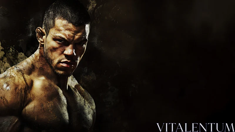 Male fighter rendered with high-contrast side lighting