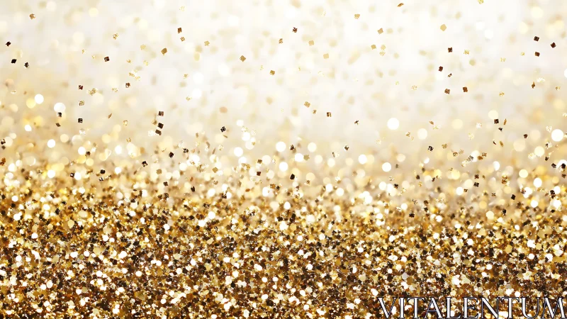 Specular golden glitter field with depth-of-focus luminance cascade.