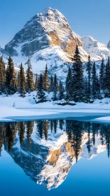 Twin winter giants trade glances across a glassy alpine lake