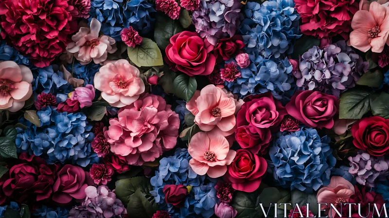 Assorted Cut Flowers in Dense Floral Arrangement