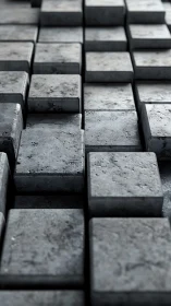 Concrete cube grid with staggered elevation and depth focus.