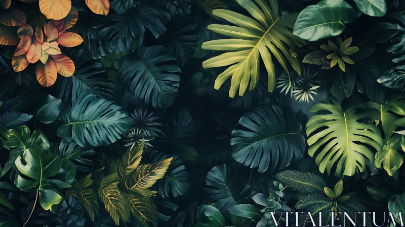 Dense tropical foliage creates layered chiaroscuro canopy