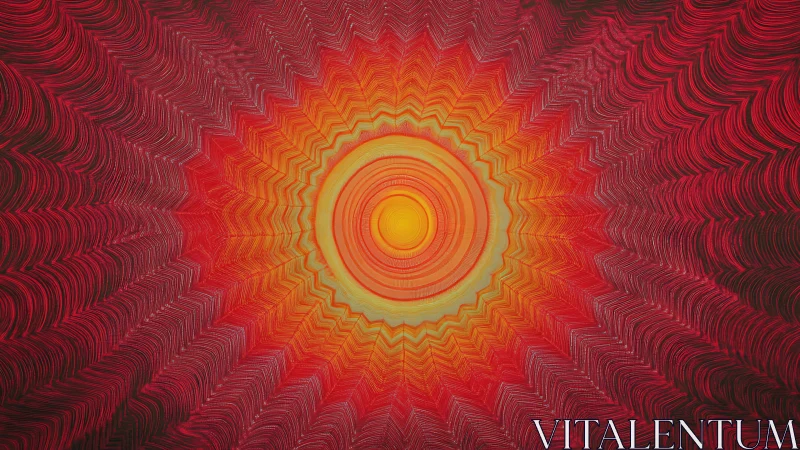 Radial concentric sunburst with layered zigzag wave geometry.