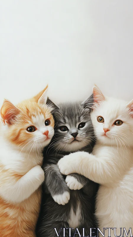 Three Fluffy Kitten Cuddle Heap in Playful Embrace.