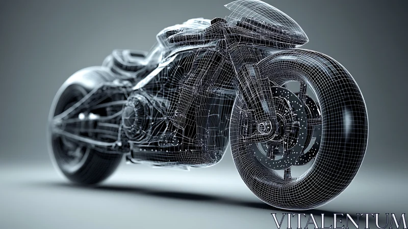 Sleek digital motorcycle wireframe celebrates precision design