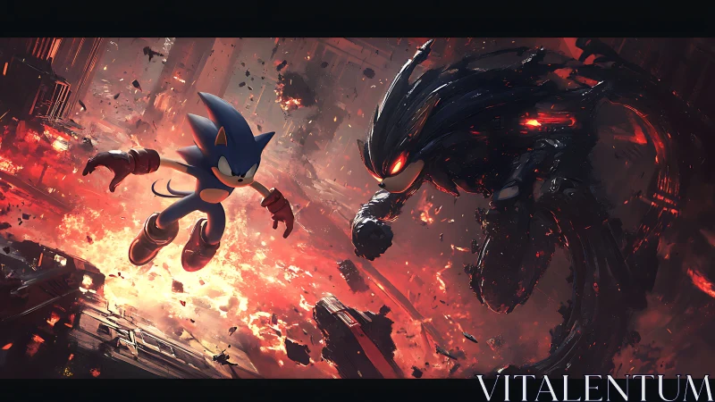 High speed showdown in a storm of fire and shadows.