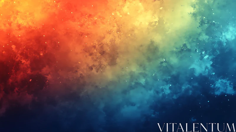 Nebulae of paint drift from molten dawn into deep indigo