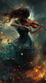 Fiery violinist commands swirling embers and stormlight.