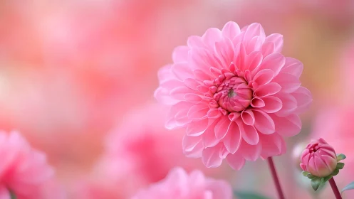 Pink Dahlia Bloom: Layered Petals in Botanical Close-up.