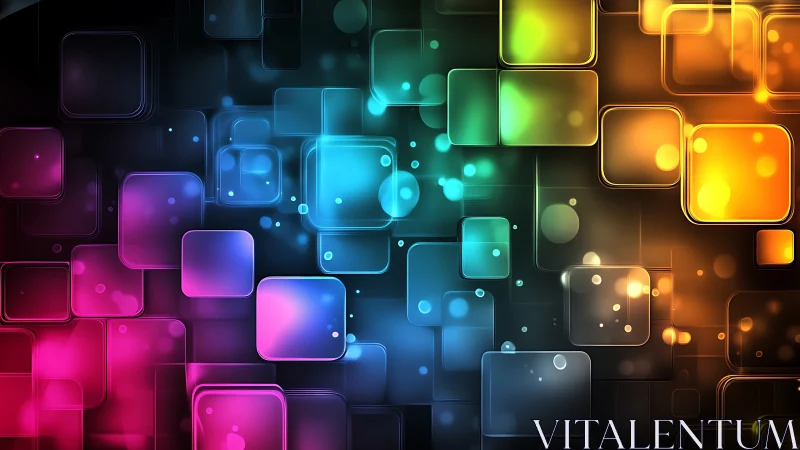 Multicolor luminous glass squares in layered digital gradient field