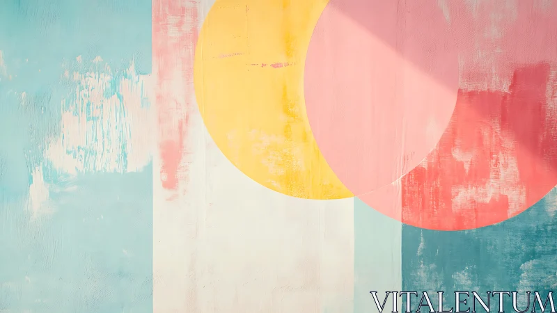 Soft geometric mural with overlapping pastel color circles.