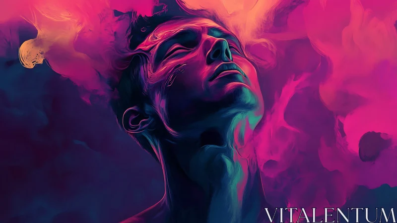 Neon vapor portrait with ethereal chromatic diffusion study.